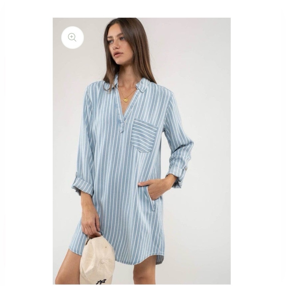 Blu Pepper Light Blue Striped Top